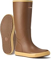 HISEA Men's 100% Natural Rubber Tall Rain Boots - Waterproof, Non-Slip Outsole, Fabric Lined for Comfortable Outdoor Protection