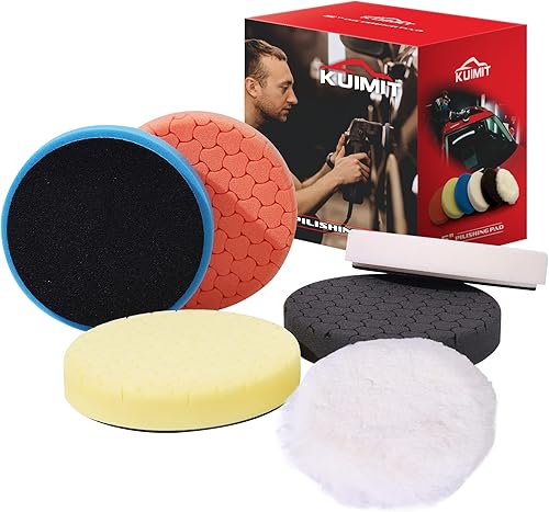 KUIMIT Almohadillas de pulido de 5 pulgadas, 6 piezas de 5.6 pulgadas y 5.512 in para placa de respaldo de 5 pulgadas, almohadillas de esponja de