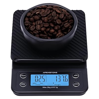 Coffee Scale with Timer Small, Apexstone Espresso Scale with Timer Small, Espresso Coffee Scale with Timer for Pour Over Coffee Batteries Included