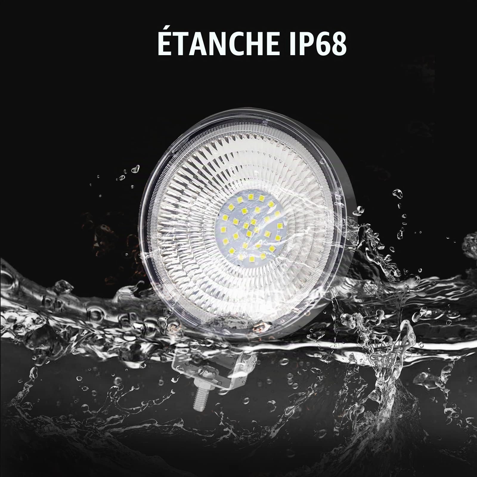 Biqing 2x Phare de Travail LED 12V, LED Barre 4.4” Projecteur Voiture Spot Flood Feux Antibrouillard 24V Feux de Travail Feux Additionnels 25000LM pour 4x4 Truck ATV Offroad Spotlight (84W)