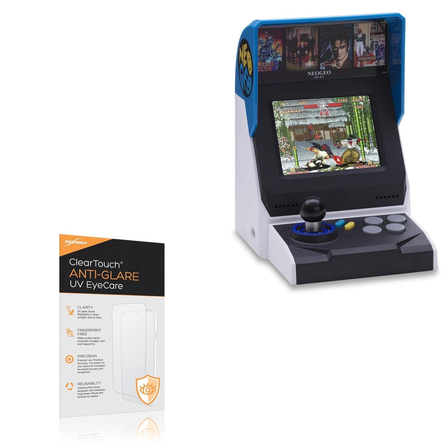 BoxWave Screen Protector Compatible With Neo-Geo Mini Arcade International Version - ClearTouch Anti-Glare Anti-UV EyeCare (2-Pack), Filters out Harmful Blue Light Reduce Fatigue