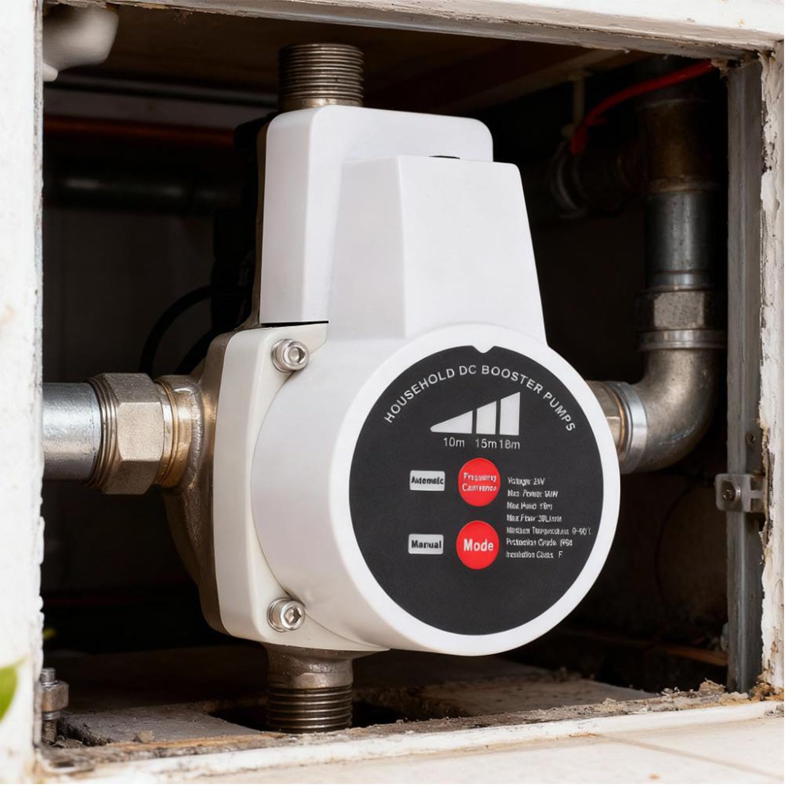 Pompa Booster Doccia, Compressore Acqua a Risparmio Energetico 475,5 GPH 80 W con Tubo Corrugato e 3 Ingranaggi, Adatto per Rubinetti, WC, Caldaie, Bagni Doccia, Cucine (Spina europea)