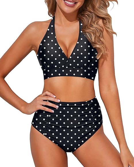 Tempt Me Women Two Piece High Waisted Bikini Set Swimsuits Push Up Halter Tummy Control Bottoms Bathing Suits
