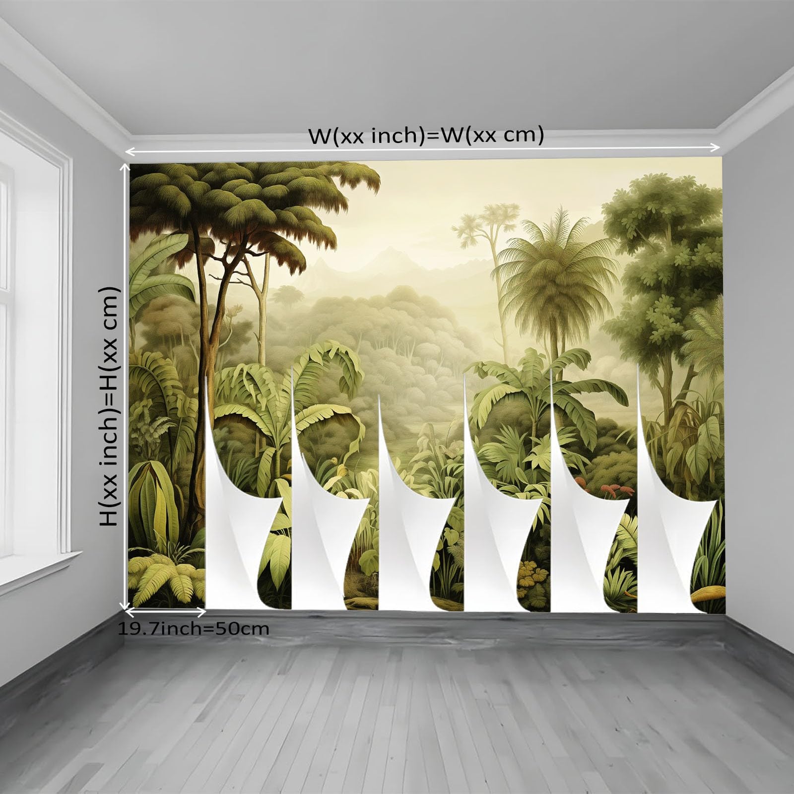 Vlies Fototapete Vintage-Tropen 400 x 280 cm - Fototapeten - Tapeten - für Wohnzimmer Schlafzimmer - Vliestapete XXL Wandtapete Tapete 3D Effekt - Pflanzen Bäume Grüne Blätter