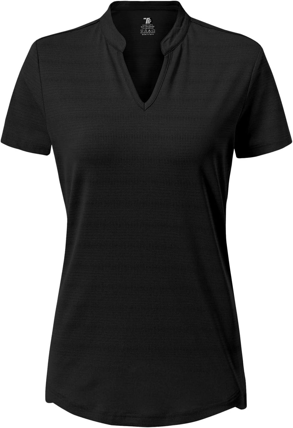 BASUDAM Women's Golf Polo Shirts V-Neck Short Sleeve Collarless Tennis Running T-Shirts Quick Dry - Image 2