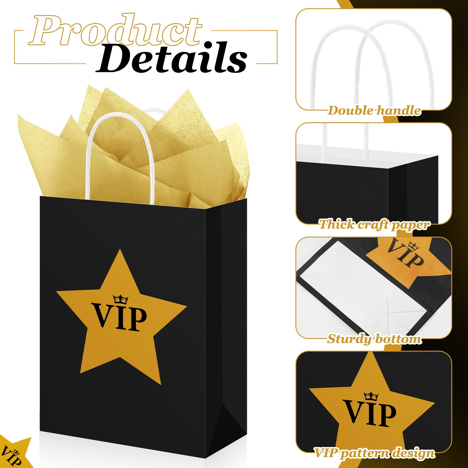 AmazingSpark 36 Stück VIP-Party-Dekorationen, Geschenktüten mit Griffen