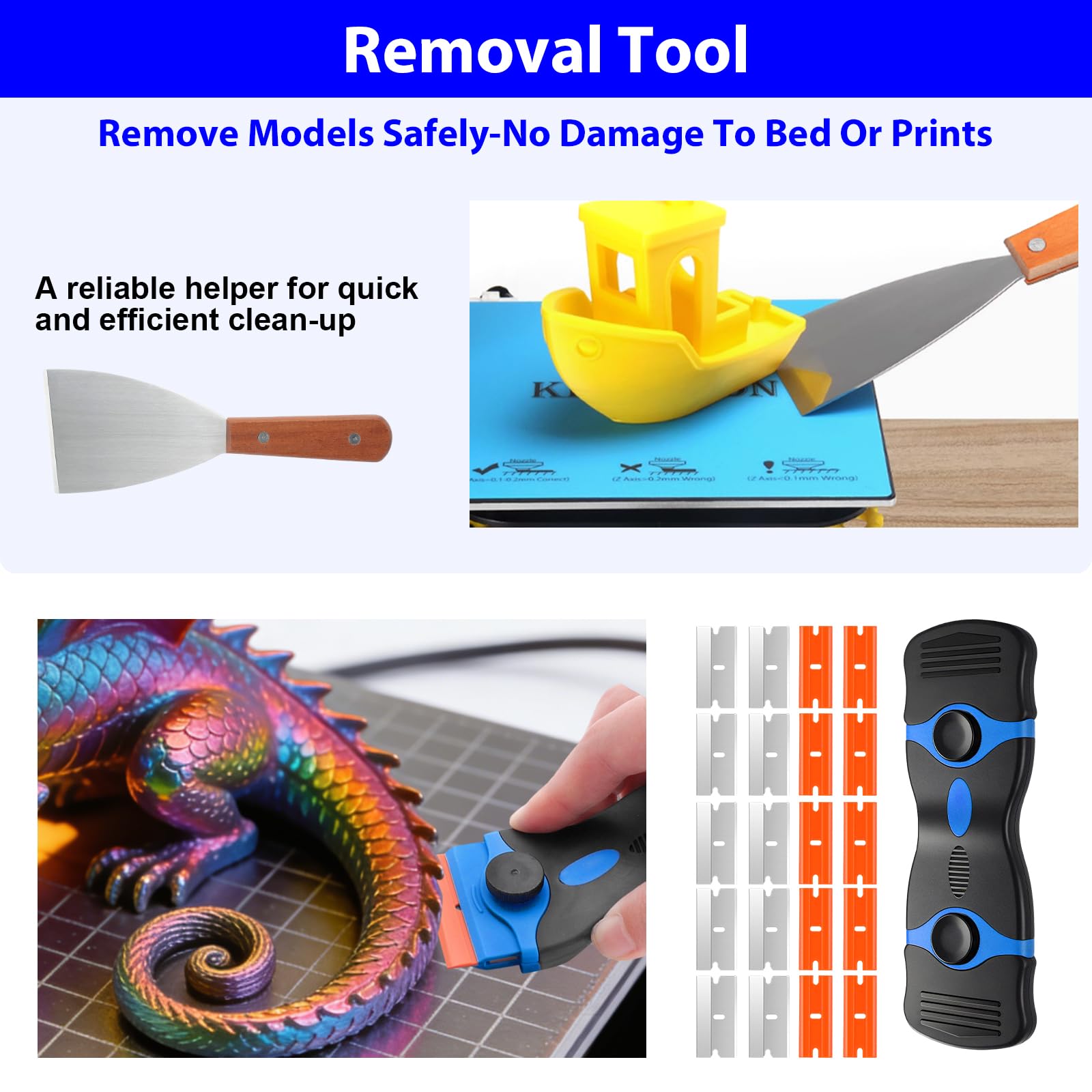 Accessori per Stampanti 3D 176 pezzi Kit di Strumenti per Stampante 3D Set di Sbavatura, Set di Pulizia Pinzette Pinze Utensili per la Rifinitura e la Lucidatura Utensili per Stampanti 3D