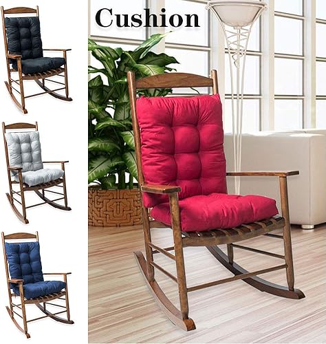 Miniatura 6 de Cojín para silla mecedora, 2 piezas para interiores y exteriores, suave y grueso, cojín para tumbona de patio, cojín acolchado para silla de patio