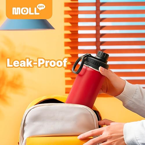 Miniatura 7 de Botella de agua de 16 onzas, botella deportiva de acero inoxidable con aislamiento al vacío, boca ancha, tapa de boquilla a prueba de fugas, paquete