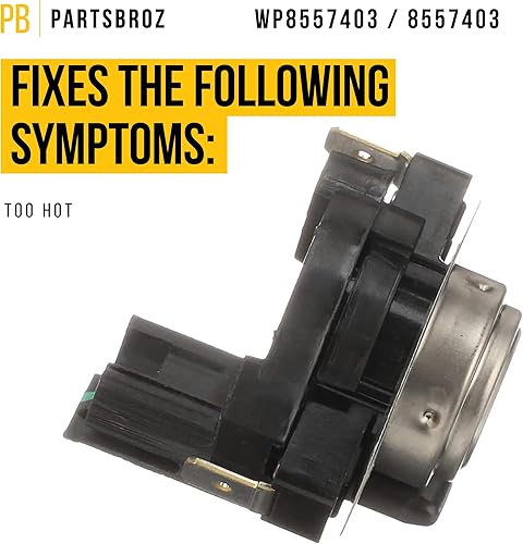 Miniatura 3 de PartsBroz WP8557403 8557403 - Termostato de secadora compatible con Whirlpool Maytag Kenmore Amana Dryer - Sustituye a AP6013164 8557403 1180102