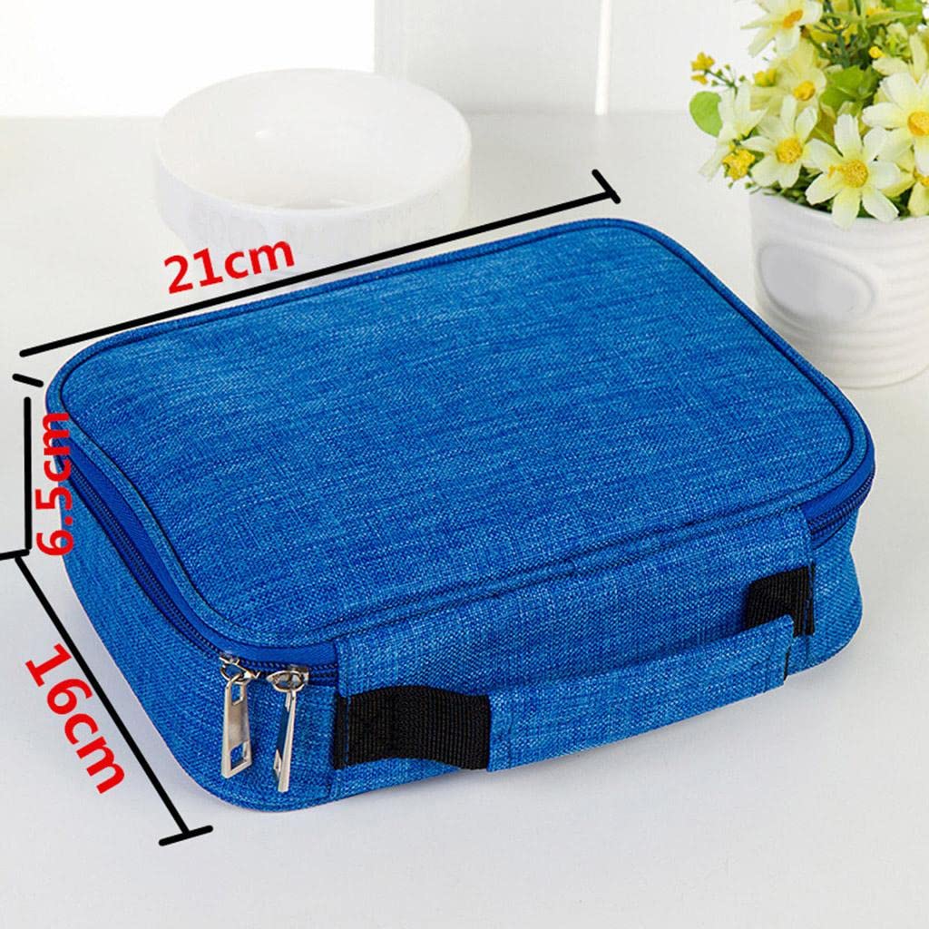 Astuccio colorato con 72 scomparti, ad alta capacità, con cerniera, colore nero, Set da 3 [Blu], 22x16.5x6.5cm