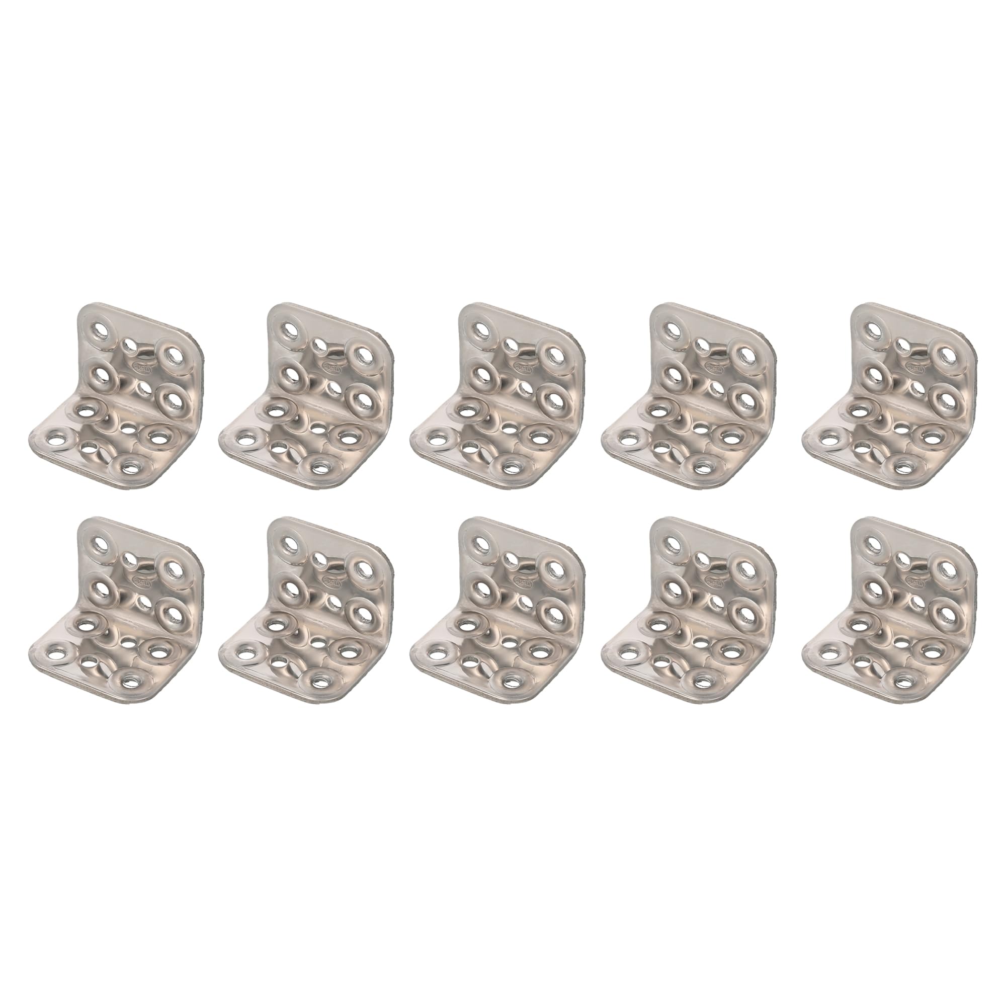 Amig - Pacco da 10 Angoli Piani per Strutture in Legno | Supporti Angolari a 90 gradi | Squadrette di Montaggio | Fissaggio per Mobili | Acciaio Inossidabile | Colore Argento | 40 x 50 x 2.2 mm