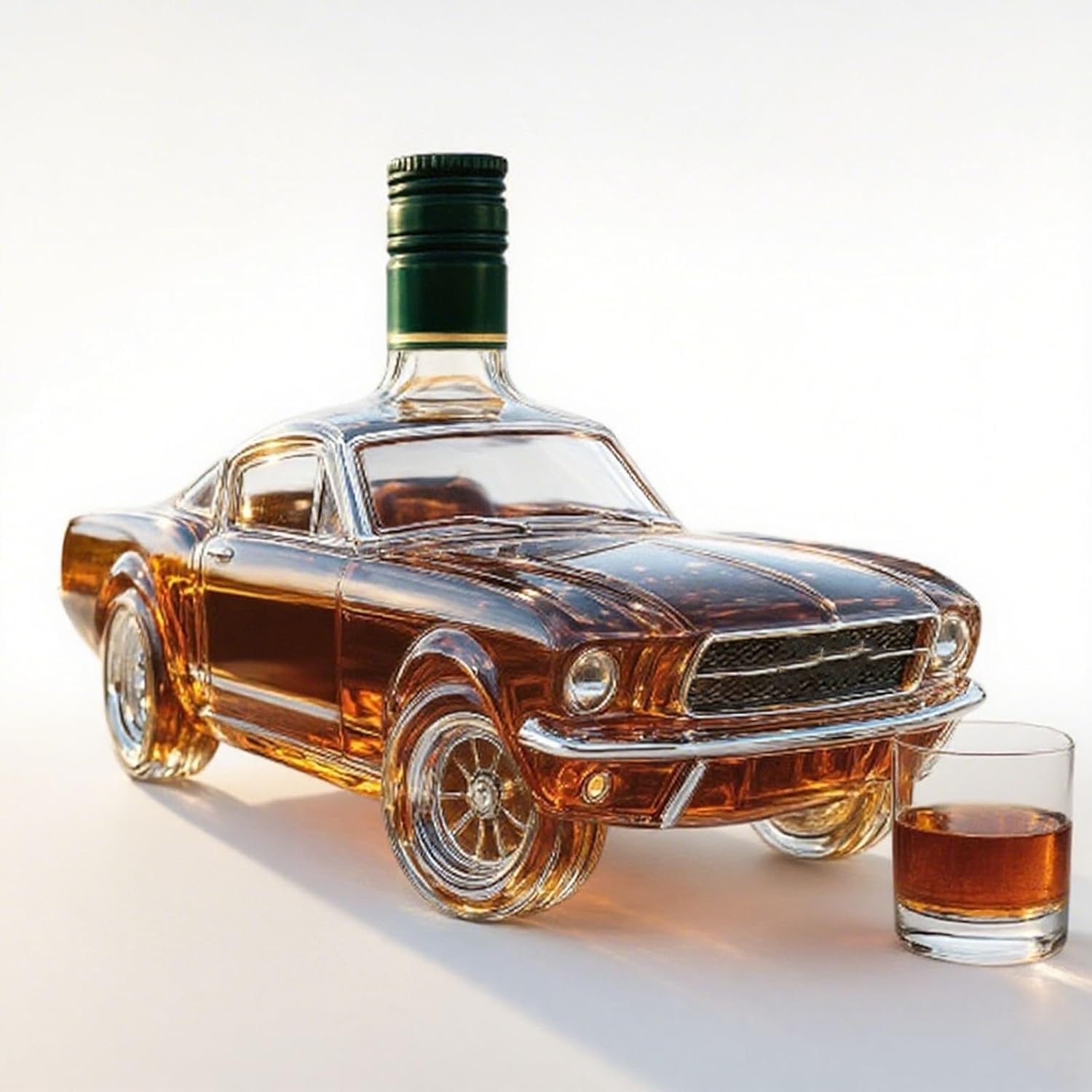 Decantador de whisky de 300 ml con forma de coche, juego creativo de decantador de cristal de automoción, decantador de whisky y aireador, un regalo para el caballero apasionado por los coches.
