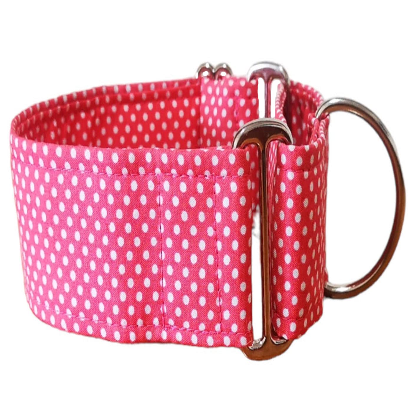 Collar Martingale/Correa/Cinturon Seguridad LUNAR CORAL para Perro Galgo Greyhound - Hecho a Mano en España