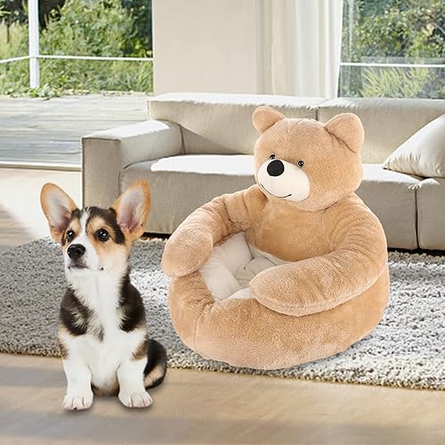 Miniatura 6 de Cama de felpa para gatos y perros, acogedora y suave cama para dormir para mascotas, tapete de gato con forma de abrazo de oso, lavable a máquina,