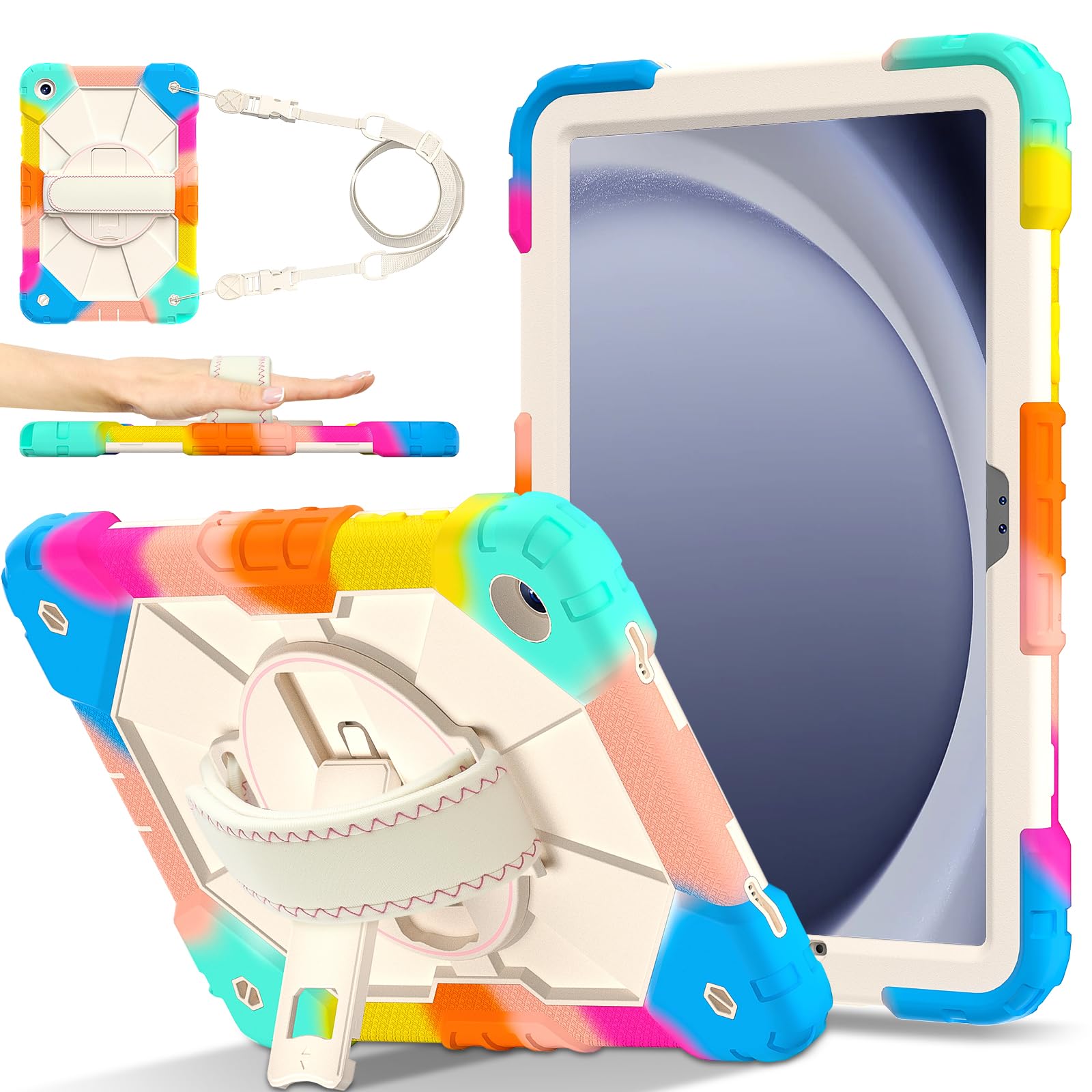 Funda Galaxy Tab A9 Plus anticaídas con soporte giratorio 360 8