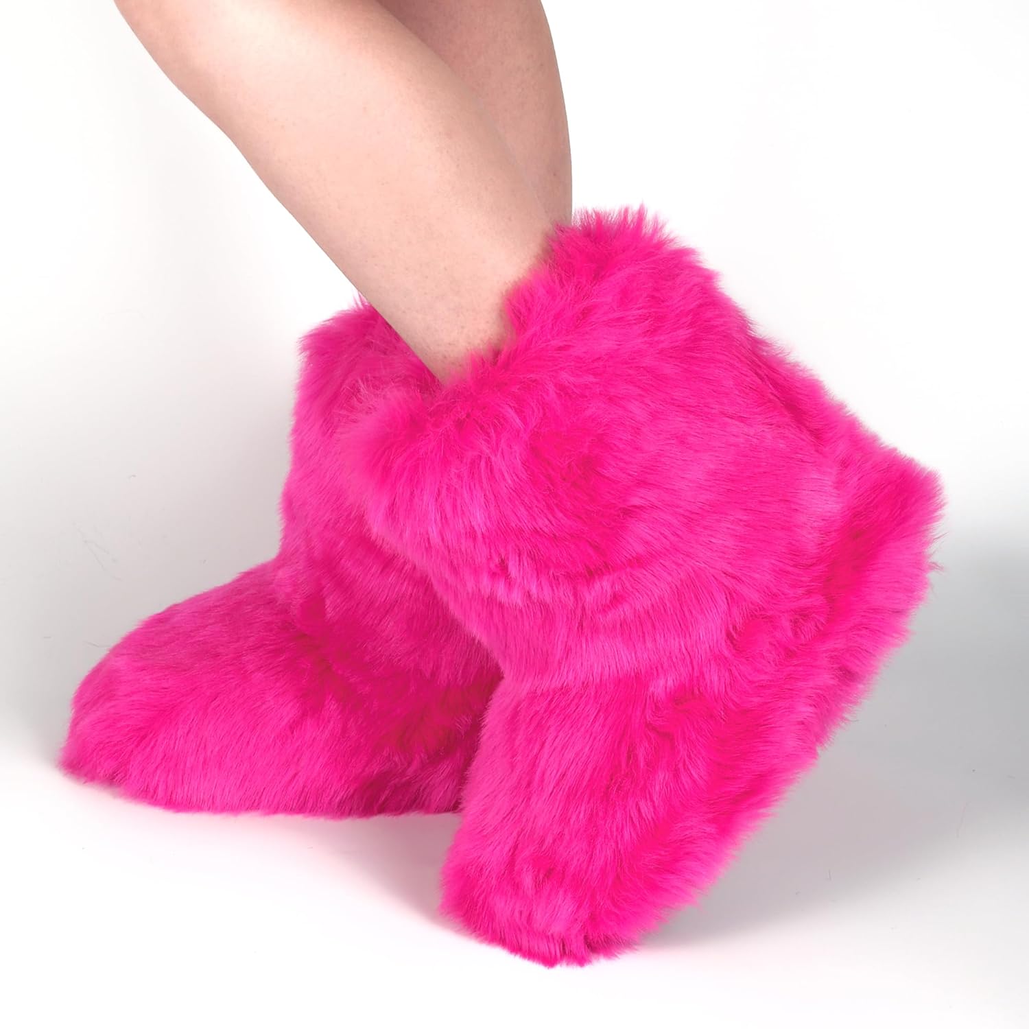 Women's Faux Fur Boots Furry Fuzzy Snow Boots Fluffy Winter Boot Warm Comfortable Mid-Calf Boot Outdoor Indoor Flat Shoes - Image 3