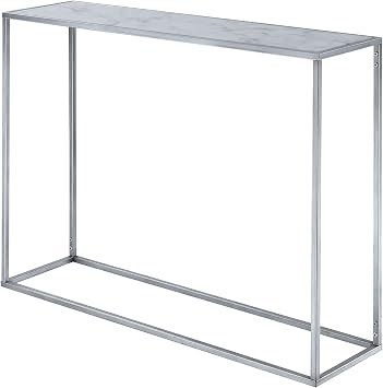 مفاهيم الراحة طاولة وحدة تحكم Gold Coast Faux Marble ، Faux Marble / Silver