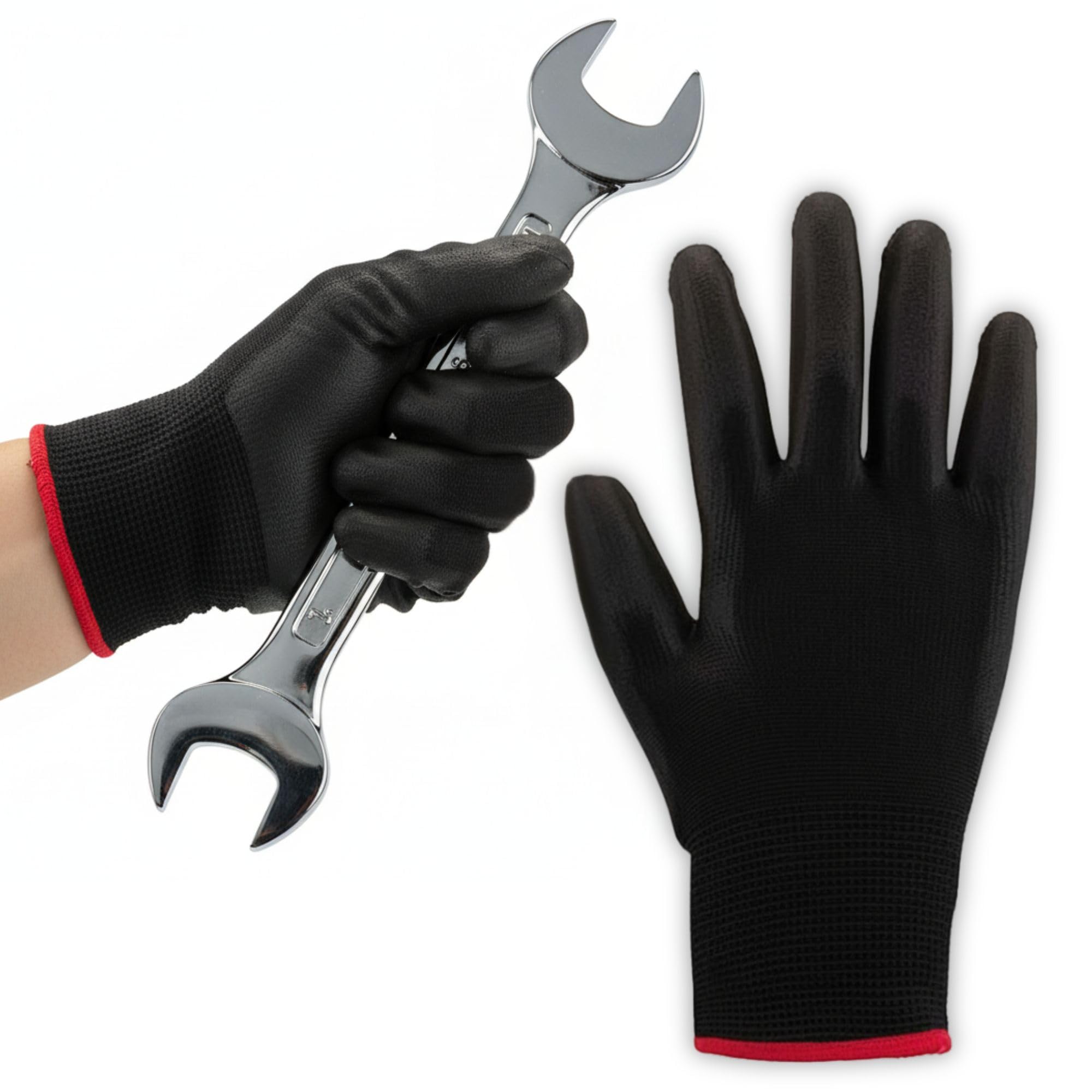Black Safety Work Gloves โ Durable Non-Slip Rubber Gloves Large-24 pairs