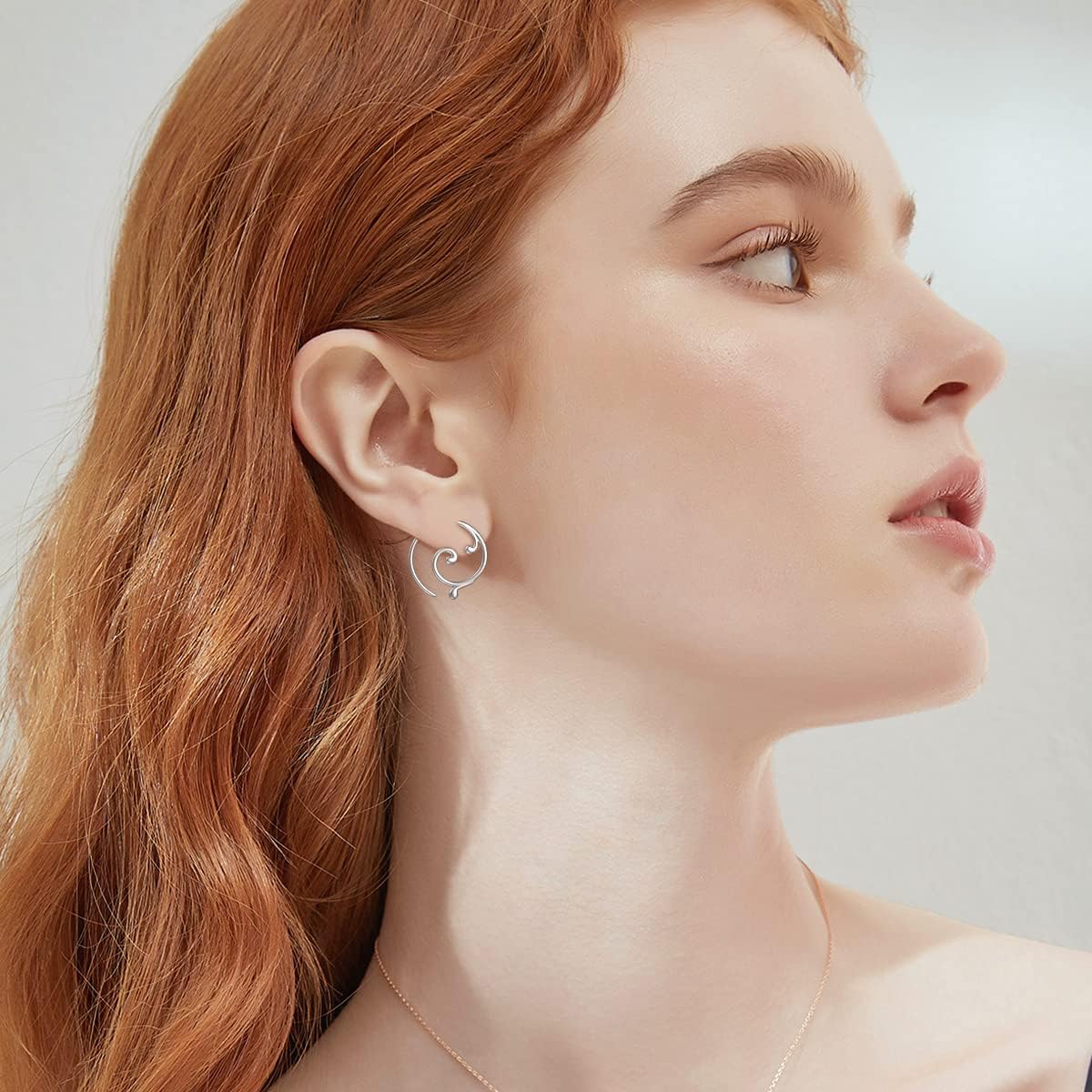 RMREWY Wave 925 Sterling Silver Pull Through Hoop Earrings for Women - Image 2