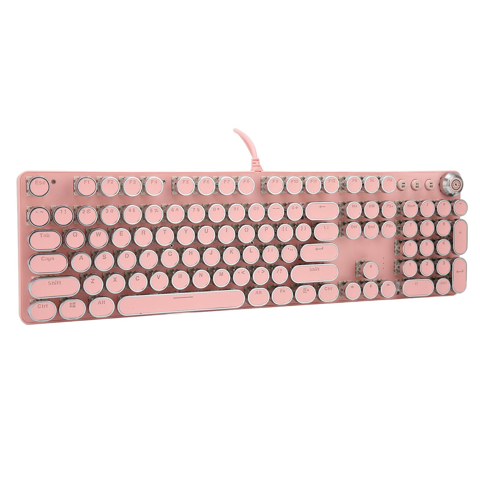 Jiawu Tastiera Meccanica 104 Tasti Interruttore Blu, Tastiera da Gioco Cablata con Albero Meccanico Reale, Copritasto Punk a Iniezione a Due Colori con Modalità Multi Luce per PC Gamer (902-7 rosa
