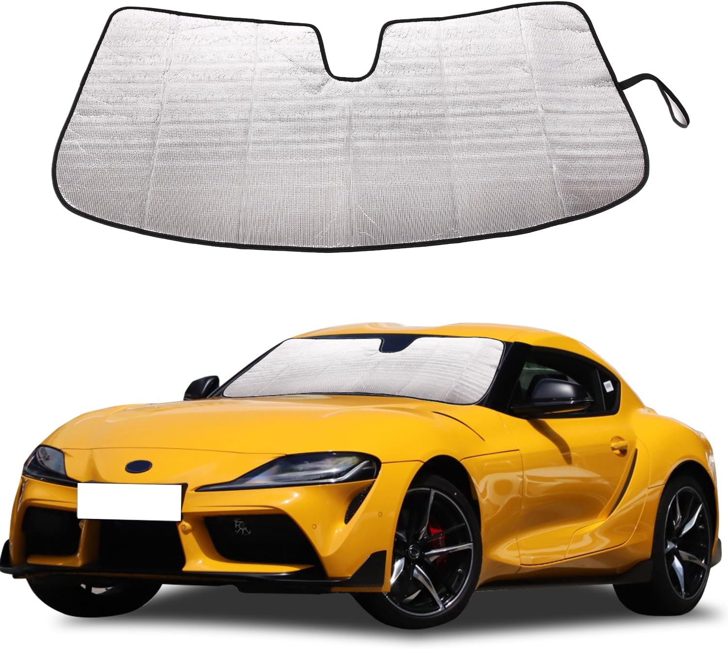 The Original Windshield Sun Shade Compatible with Toyota Supra GR A90 A91 MK5 2019-2025+ Car Front Windshield Reflective Sunshade Protector Sun Shade (Silver, Reflective Aluminum Foil)