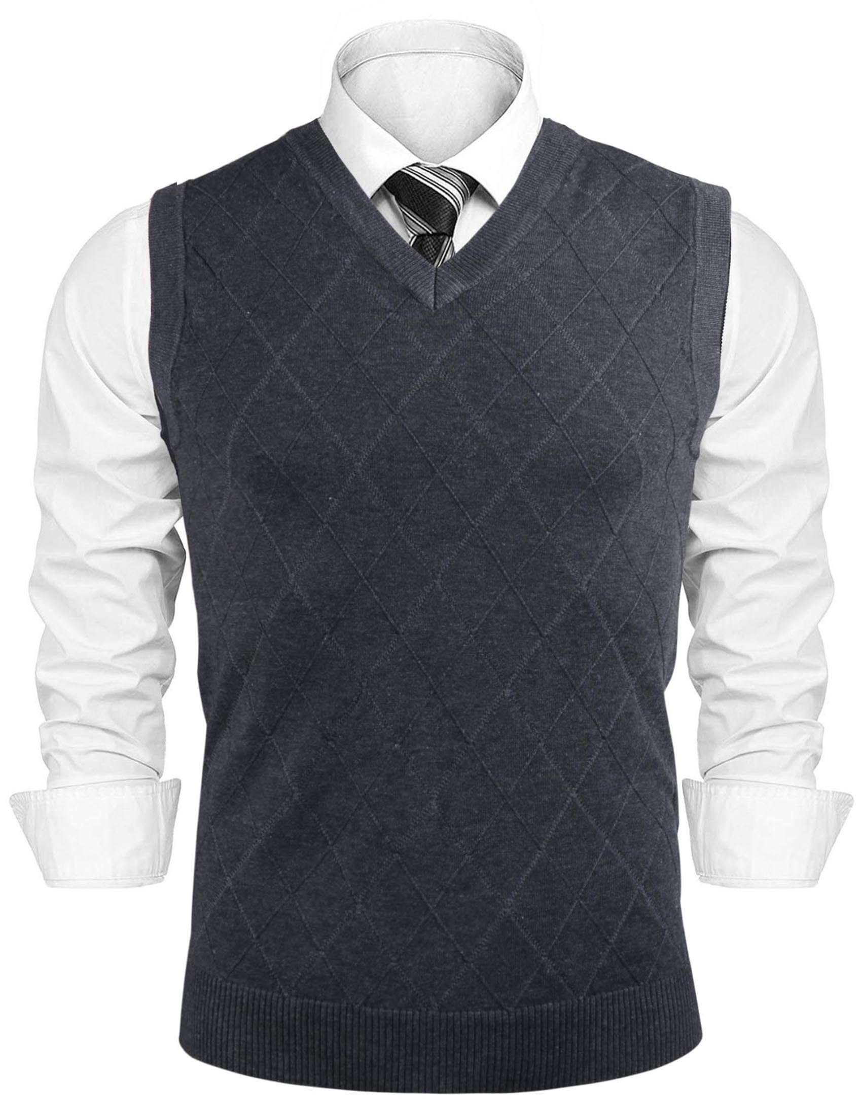 Sykooria Gilet Maglione da Uomo con Scollo V Maglioncino Smanicato Senza Maniche Pullover Gilet Cotone in Maglia Invernale Maglioni e Cardigan da Uomo Casual