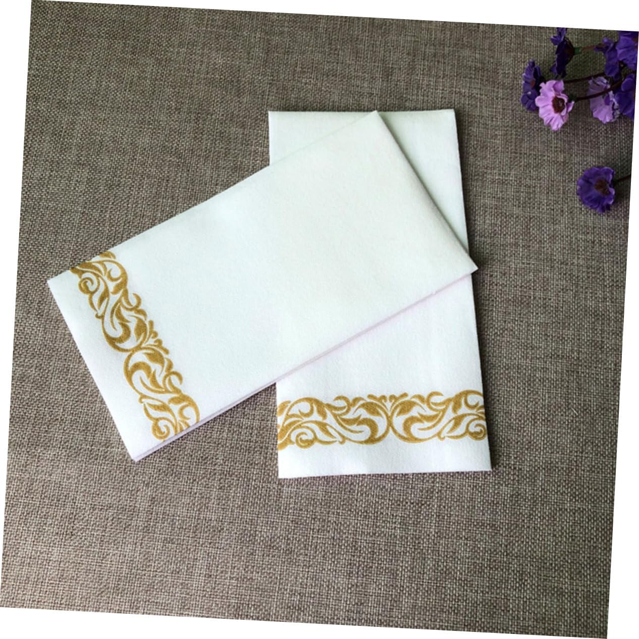 50pcs Decorative Disposable Napkins Gold Floral Print Paper Napkins for Weddings Parties and Dinners Stylish and Absorbent Household Table