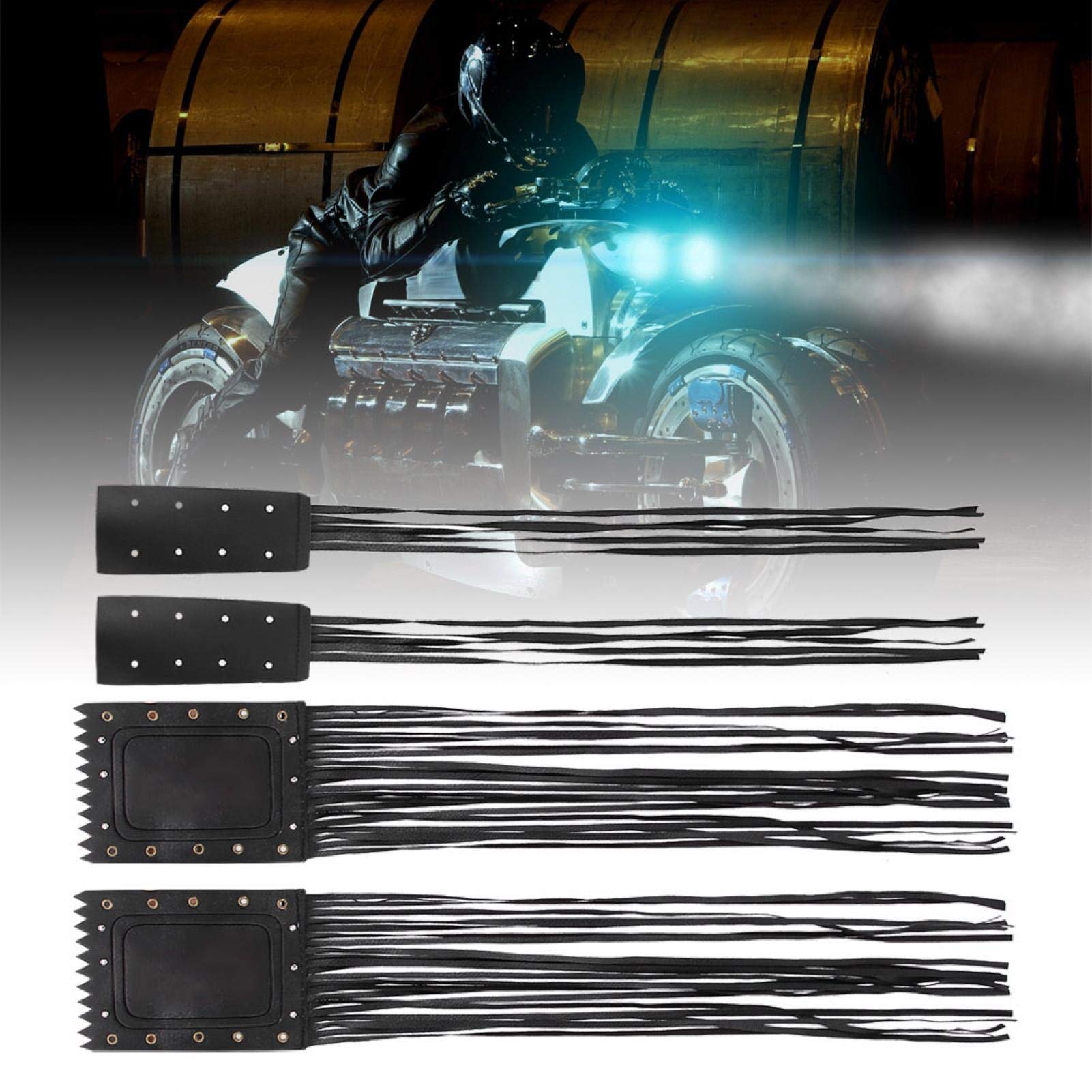 Gonnely Frange Moto, 2 Pezzi Generale Nero Moto in Pelle Sintetica Manubrio Tassel Fringe Grip Cover Lever