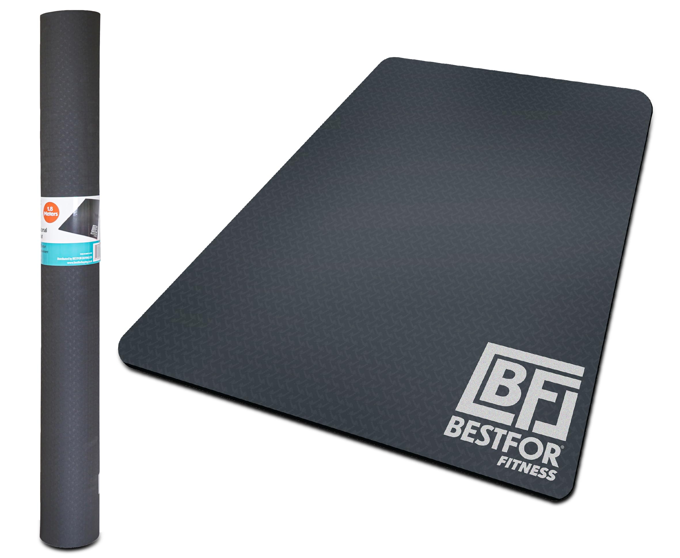 Bestfor 180x122cm Extra Large Yoga Cushioned 8mm Foam Mat with Exercise Chart, Fitness, Rehabilitation, Therapy Work Out by Men and Women at Home, Gym on The Move Roll-Up