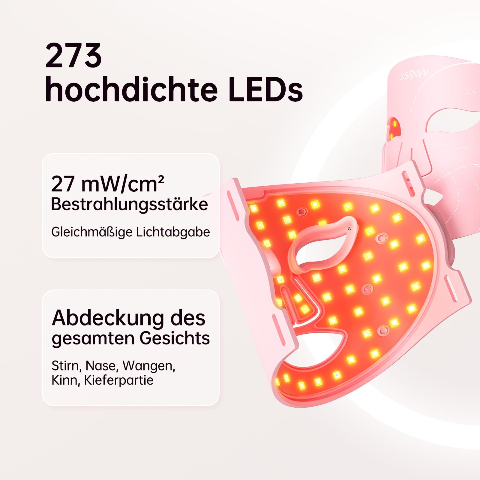 LED Maske Gesicht, Kabellos Lichttherapie Gesichtsmaske, 4 Modi | Anti-Aging, Hautklärung, Entzündungshemmend, Beruhigend, rote/blau LED, Aufladbar Rotlichtlampe Gesicht, Schönheitsgeschenke
