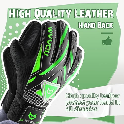 Miniatura 3 de WVVOU Guantes de portero para niños y jóvenes, guantes de portero de fútbol con doble protección, guantes de fútbol antideslizantes, súper agarre