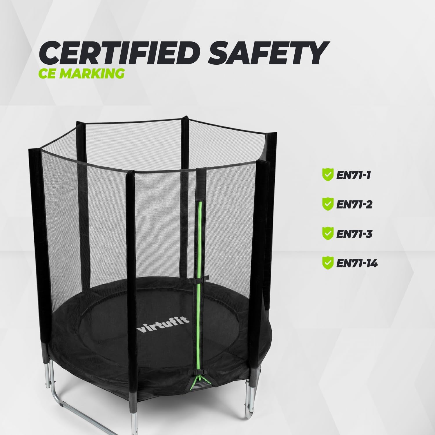 VirtuFit Trampolin Outdoor, Gartentrampolin - Trampolin mit Sicherheitszaun und Gepolsterte Stangen für Kinder Indoor Outdoor Fitness