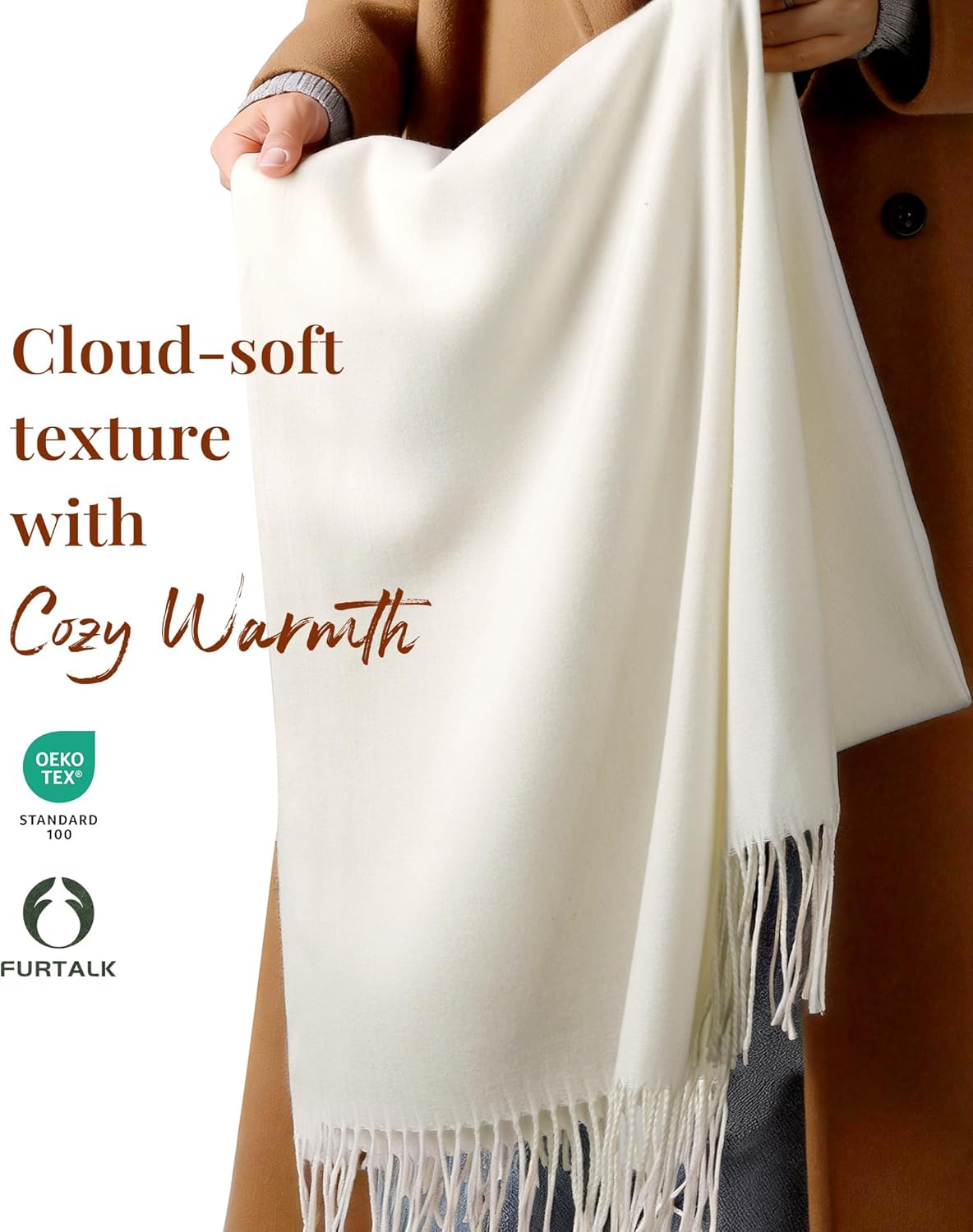 FURTALK Scarf for Women Winter Pashmina Shawl and Wraps Cashmere Feel Scarves for Evening Dresses Wedding Party - Image 4