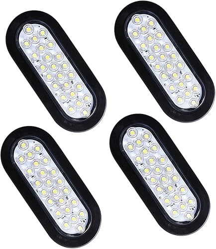 Miniatura 1 de NPAUTO 4 luces LED ovaladas de 6 pulgadas, 24 luces LED blancas de respaldo reverso, impermeable, parada de remolque, luz trasera para caravanas y