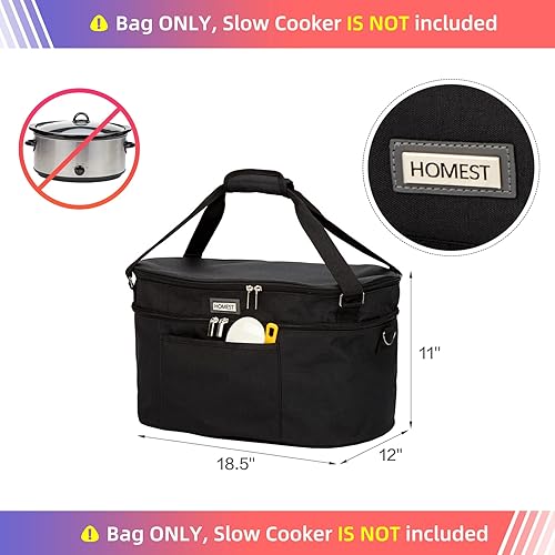 Miniatura 5 de HOMEST Bolsa de cocción lenta para olla de cocción lenta de 6 a 8 cuartos de galón, transportador de viaje aislado con forro fácil de limpiar, funda