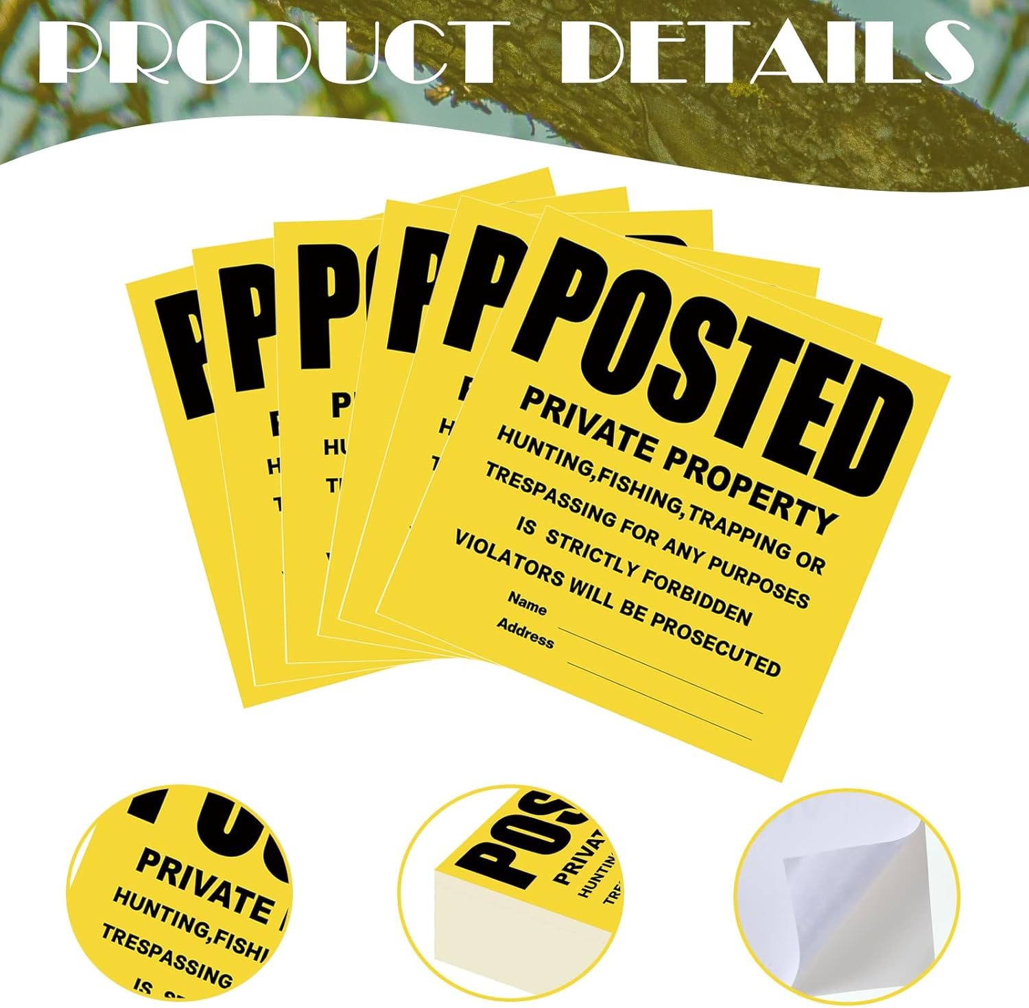 Geyee 100 Pack Posted Signs No Trespassing No Hunting Signs Private Property Self Adhesive Heavy Duty 11 x 11 Inch for Home Yard Garden Lawn Indoor Outdoor Use