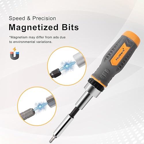 Miniatura 6 de MULWARK Juego de puntas de destornillador y zócalos de 77 piezas, juego de destornilladores de trinquete con estuche, kit de herramientas multiusos