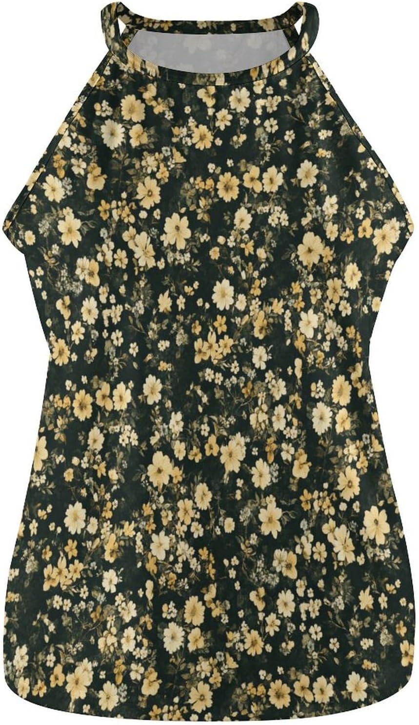 Tank Tops for Women 2025 Floral Print Casual Summer Fashion Boho Sexy Crewneck Pullover Cropped Sleeveless Tshirts - Image 4