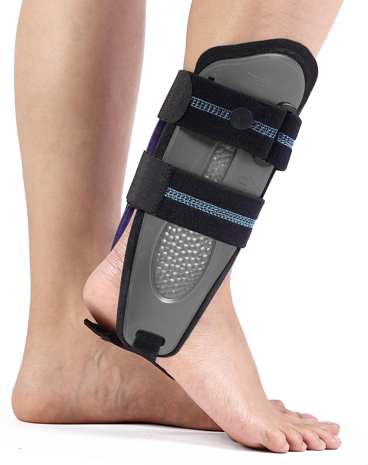 Velpeau Ankle Stabilizer Brace for Sprain, Ligament Injury (Grade 1 to 2), Tendonitis, Adjustable Stirrup Ankle Support Splint for Women and Men,Reversible Left & Right Foots,One Size(Foam Pads, Grey)