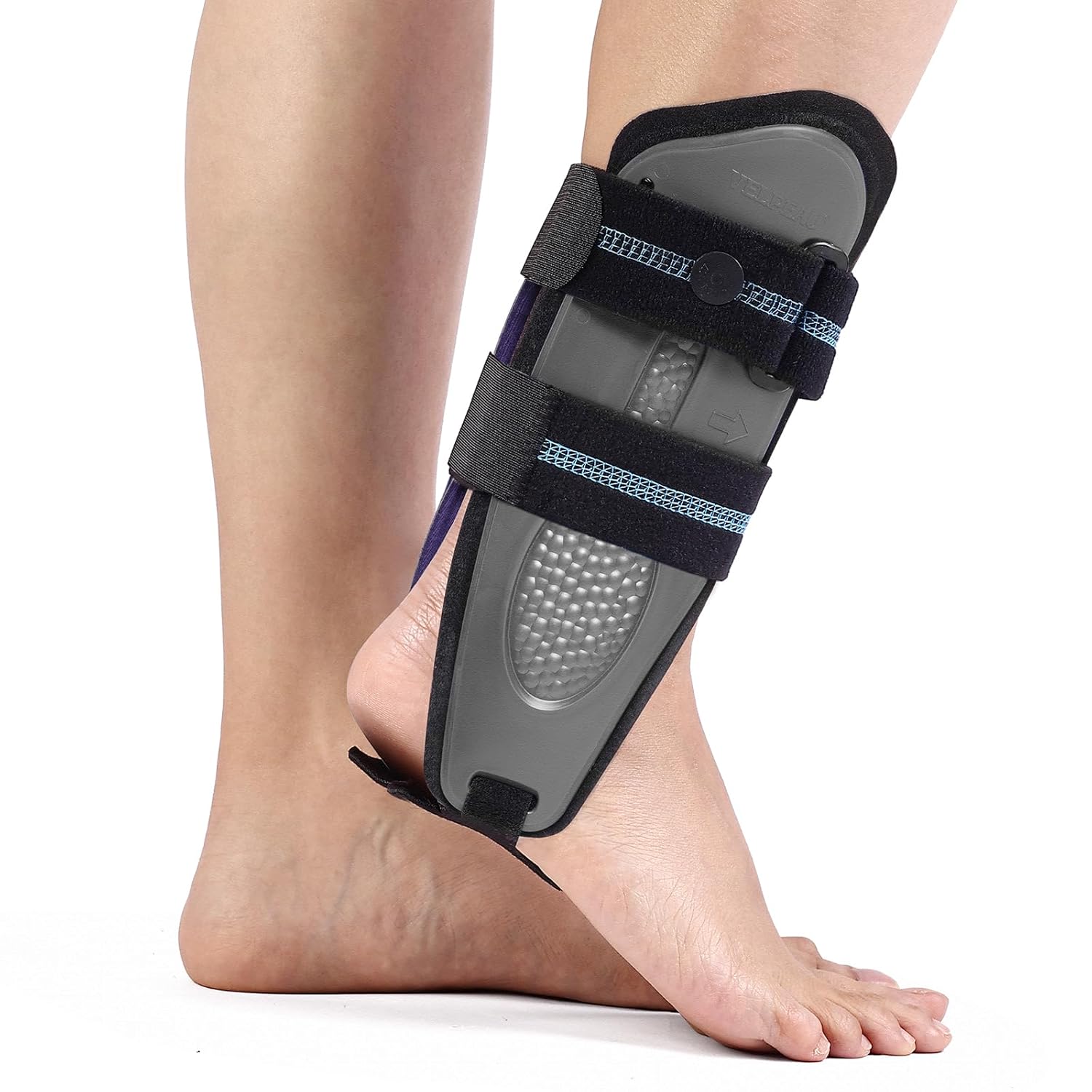 Velpeau Ankle Stabilizer Brace for Sprain, Ligament Injury (Grade 1 to 2), Tendonitis, Adjustable Stirrup Ankle Support Splint for Women and Men,Reversible Left & Right Feet, One Size(Foam Pads, Grey)
