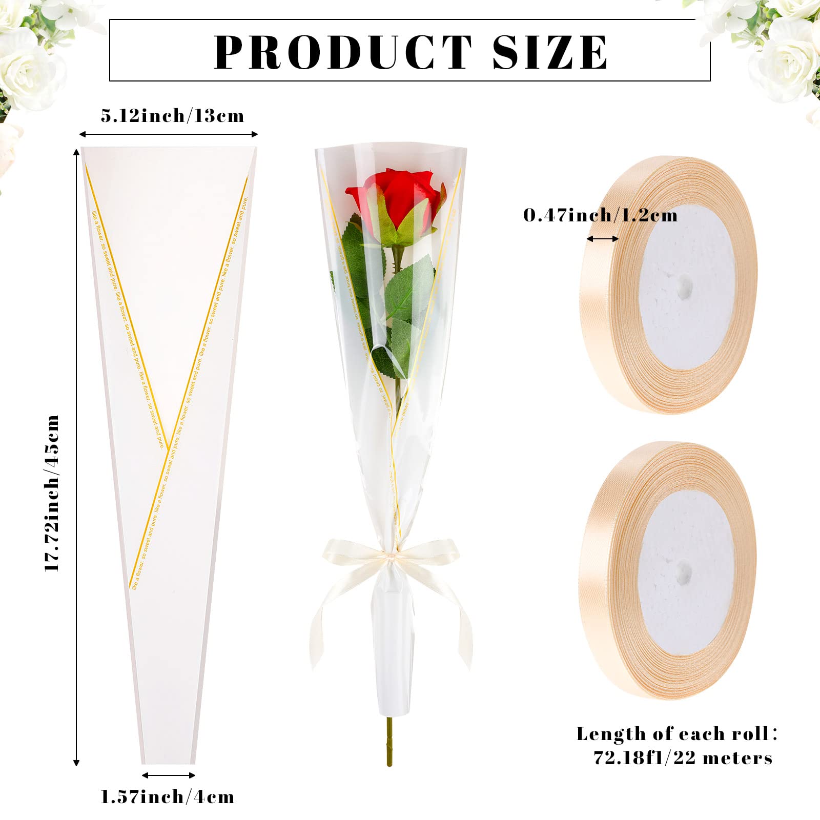 Hmxpls 50 Stück Einzelne Rosen-Hüllen – Transparente Blumenverpackung Für Sträuße Zu Muttertag, Hochzeit & Mehr