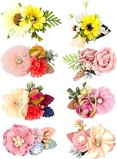 Girl flower hairpin set, 8 pieces of baby girl hairpin flower bows fully lined crocodile hairpin flower headdress, a beaut...