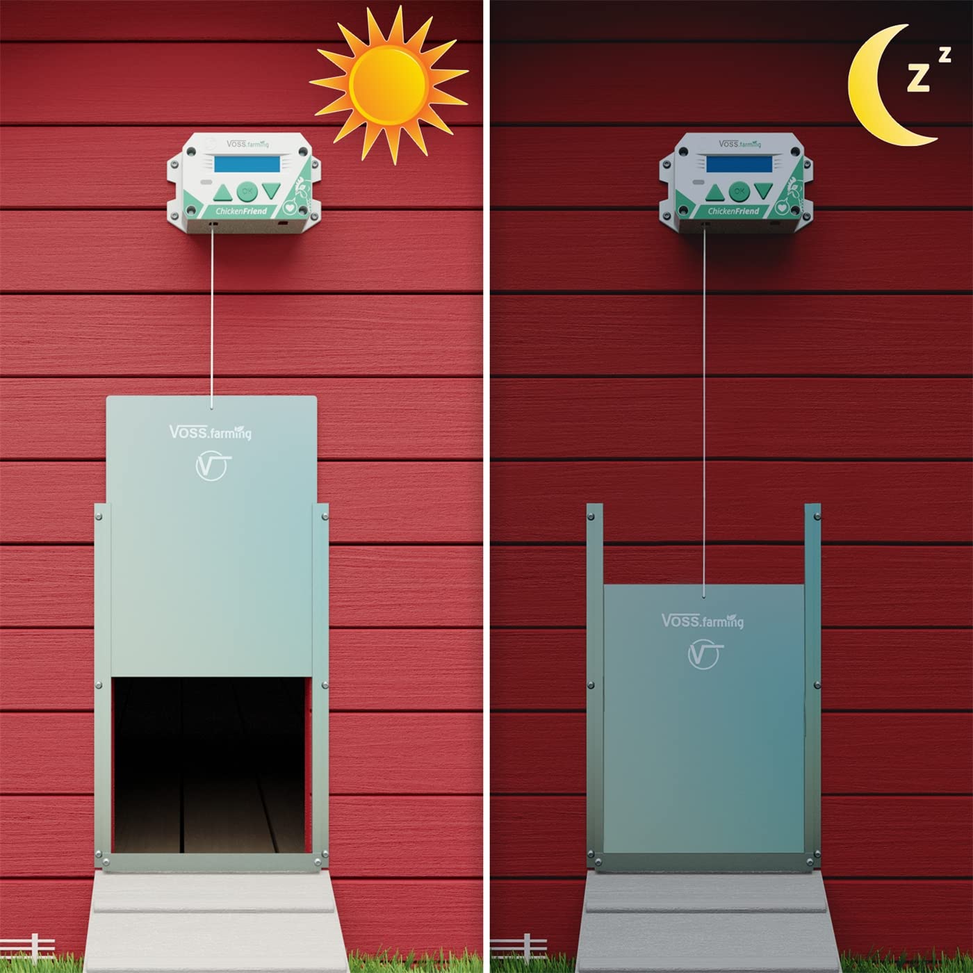 VOSS.farming Steuerung ChickenFriend automatische Hühnertür, Hühnerklappe, Türöffner für Hühnerstall