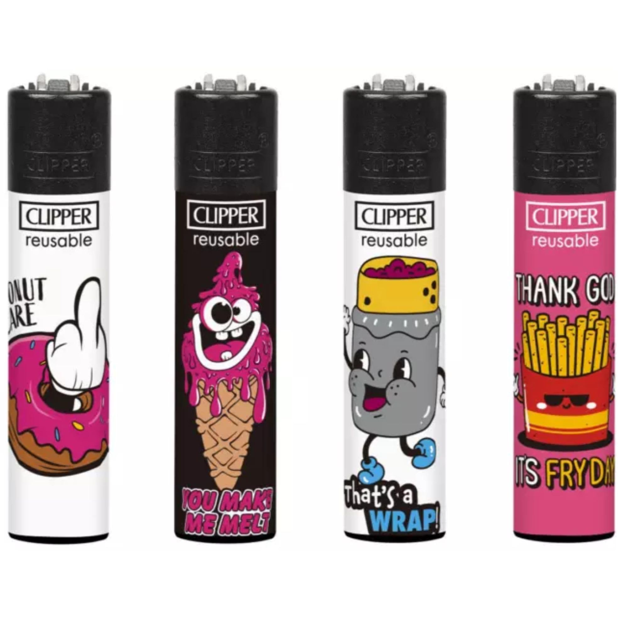 4 X Clipper Lighters Clipper Lighter New Edition, Clipper Mini Lighters - Limited edition clipper lighter, Refillable Gas Lighter, Replaceable Flint (No Fuel)