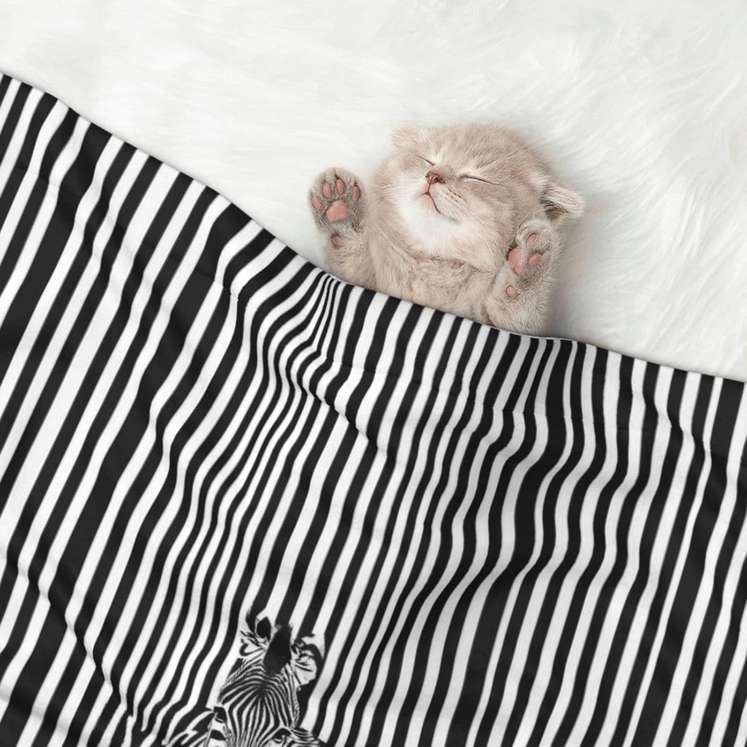Optical Zebra Illusion Print Soft Plush Pet Blanket, Washable Dog Blanket, Cat Fleece Throw, Puppy Bed Crate Mat & Sofa Couch Protector - Large