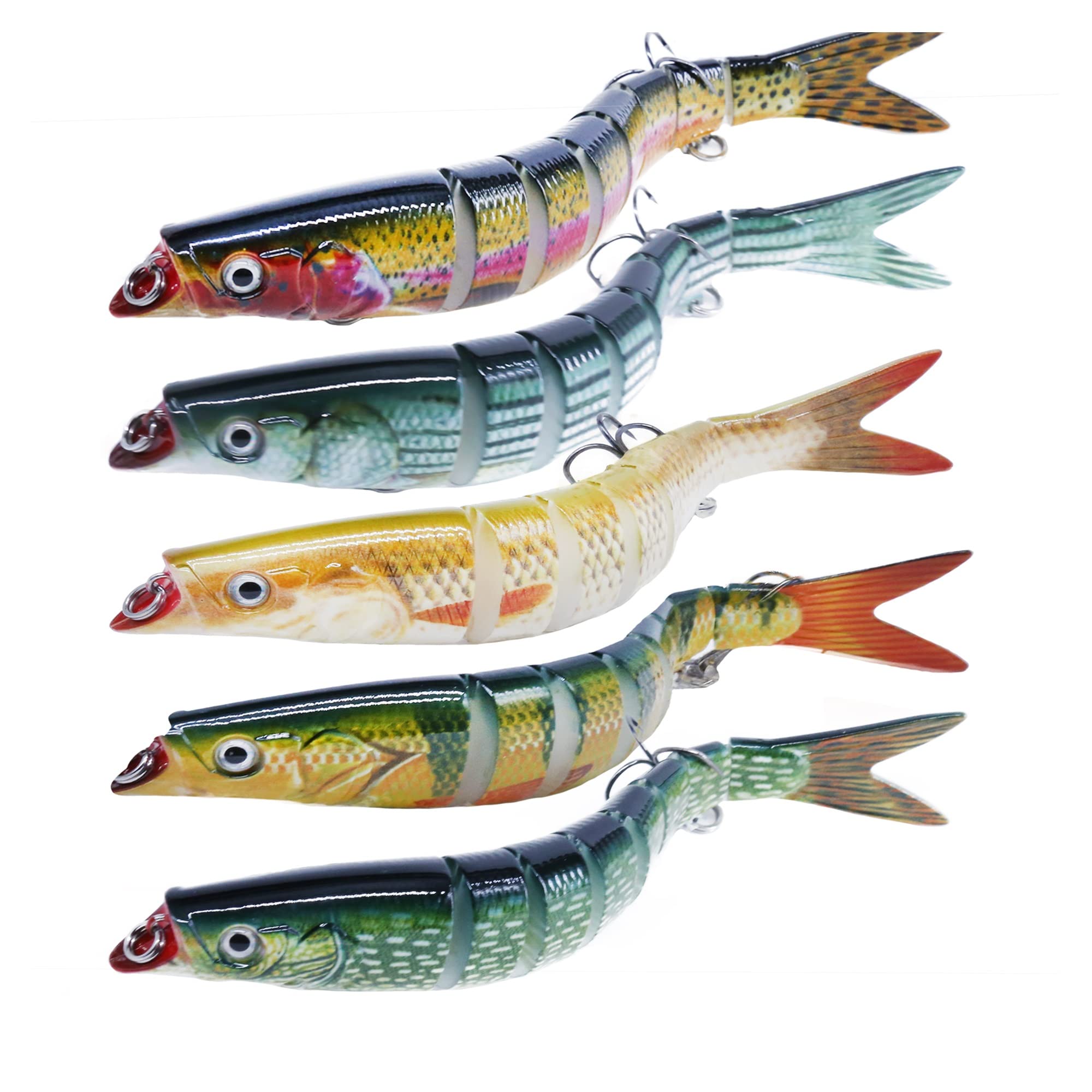 Photo 1 of 2 Multi Jointed Fishing Lures for Bass Trout 5.5 Inch Lifelike Fish Fishing Kits of 5 Swimbaits Slow Sinking Swimbait Flexible Freshwater & Saltwater Bionic Long Shot