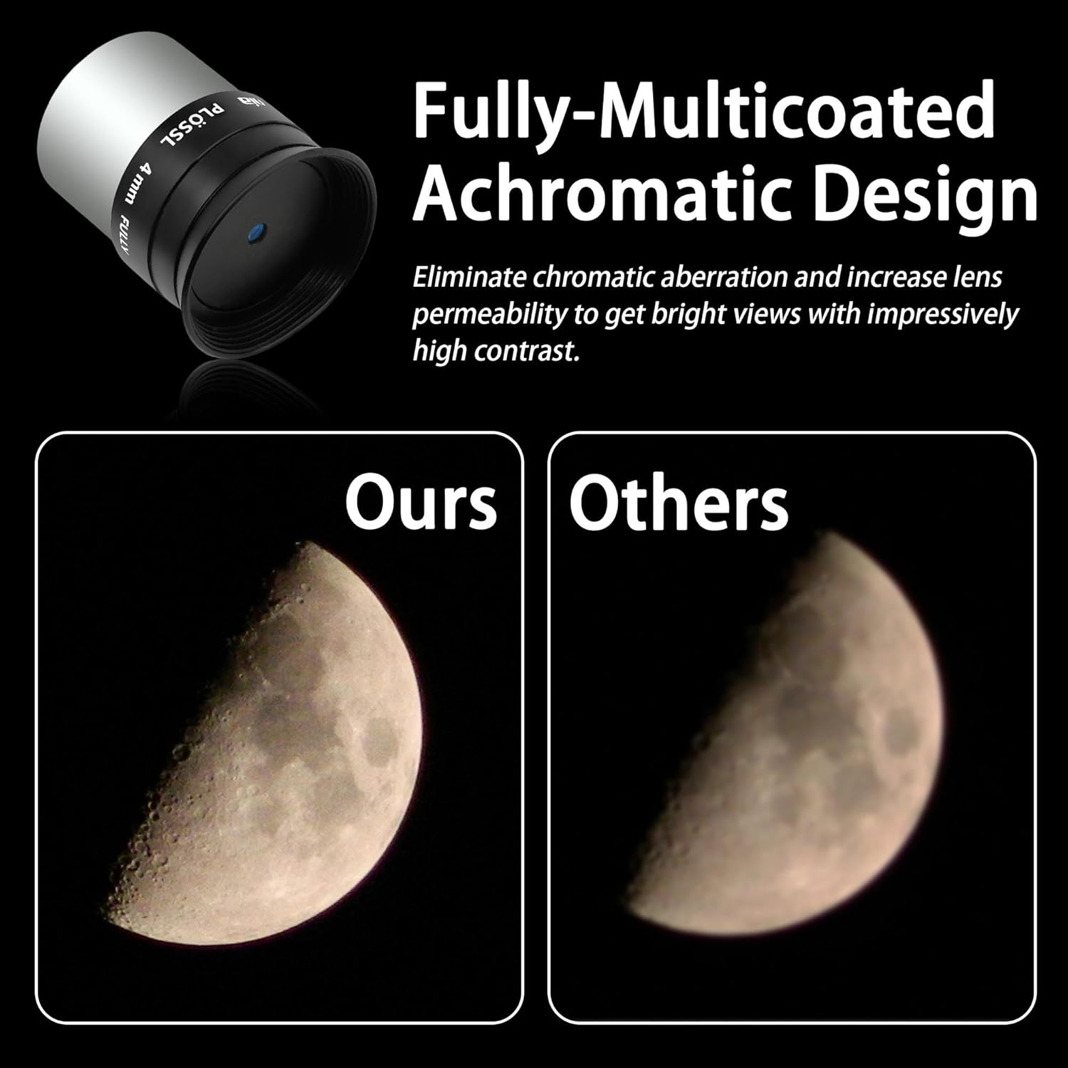 Astromania Telescope Barlow Lens 2X with 3-Elements - Bundle with - 1.25" 4mm Plossl Telescope Eyepiece
