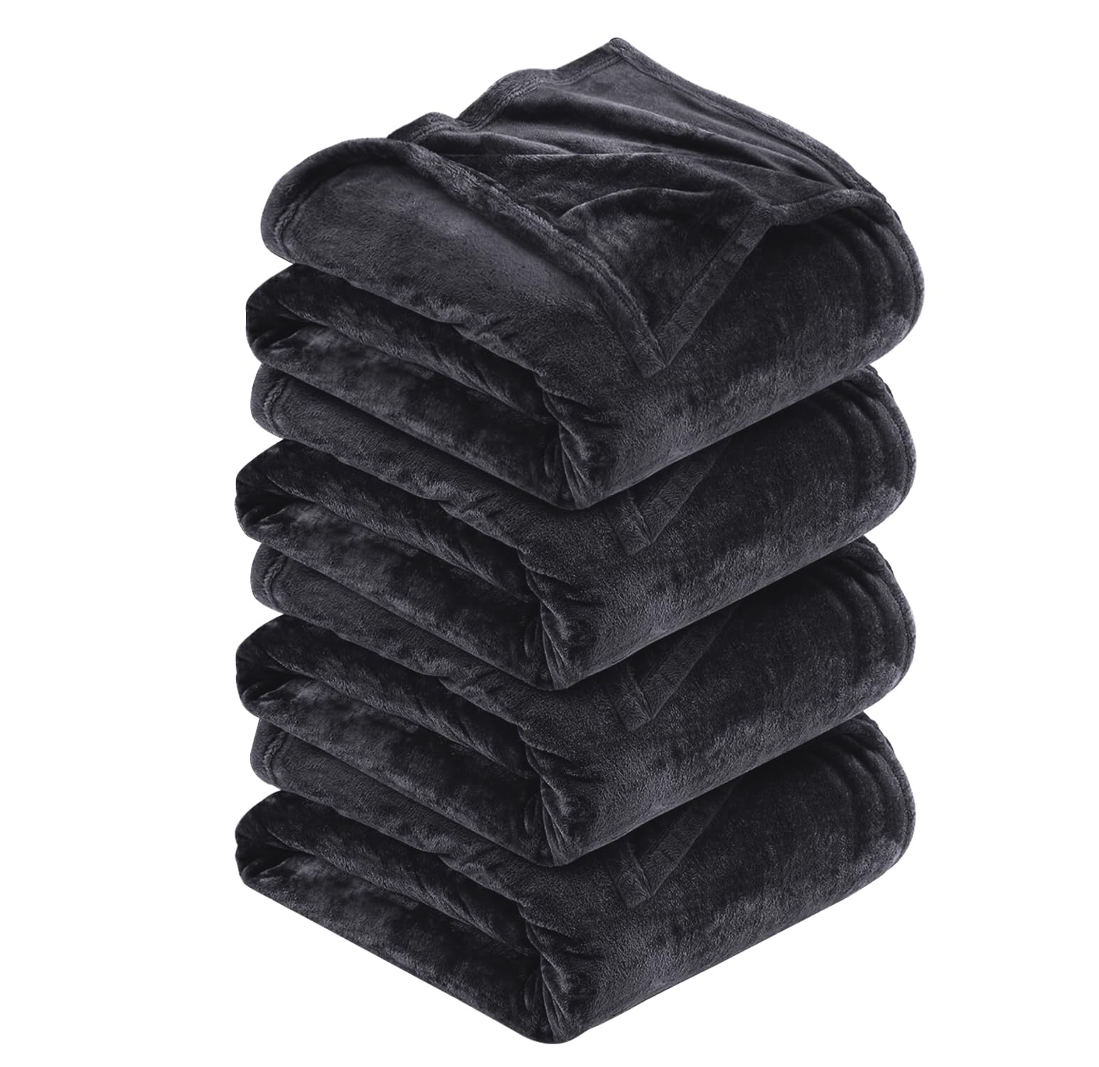 MOONLIGHT20015 Silk Touch Warm 4 Pack Fleece Blankets - 400 GSM Throws for Sofa Fluffy Blanket Bed Throw for Bedroom, Couch, Travel, Kids, Bedroom Accessories Black, Full/Queen (200 X 240CM)