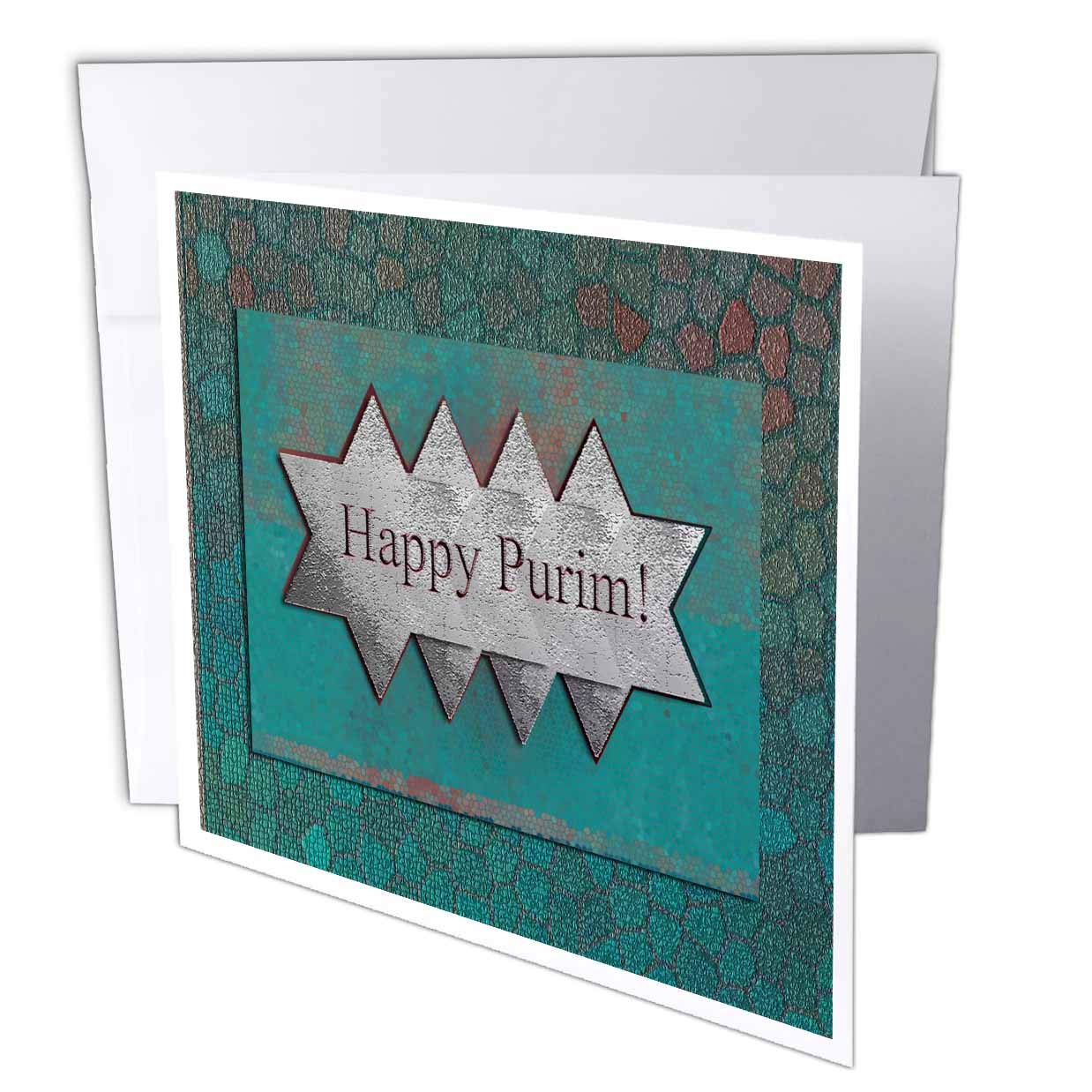 Photo 1 of 3dRose Happy Purim, Stars of David - Greeting Cards, 6 x 6 inches, set of 6 (gc_43484_1) Set of 6 Greeting Cards